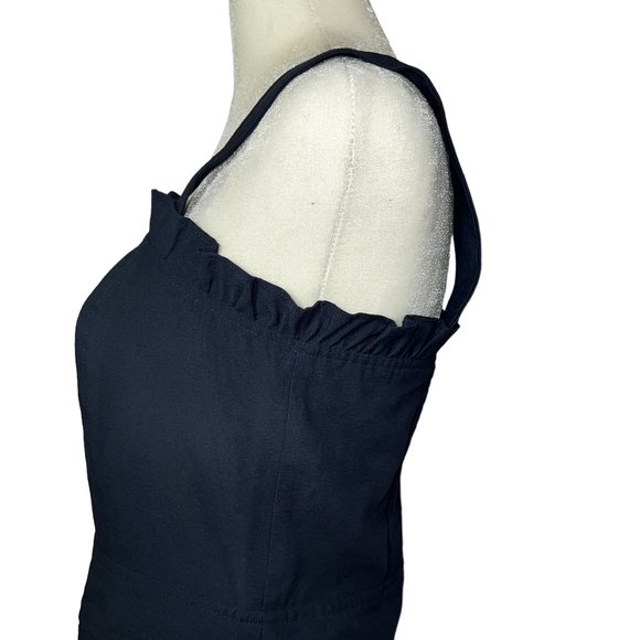 Like New AQUA Bloomingdale's Navy Blue Ruffle Mini Dress Size Small - Picture 8 of 10